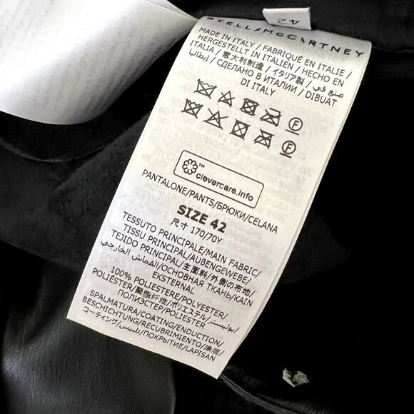 STELLA MCCARTNEY Women's M 42 Cargo Vegan Leather Wide Leg Luxury Pants Workwear - Picture 9 of 9